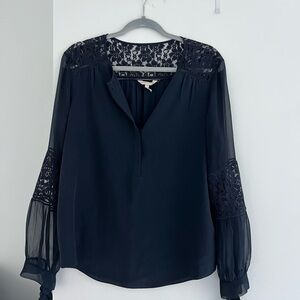 Rebecca Taylor Silk Blouse - size 10, navy blue